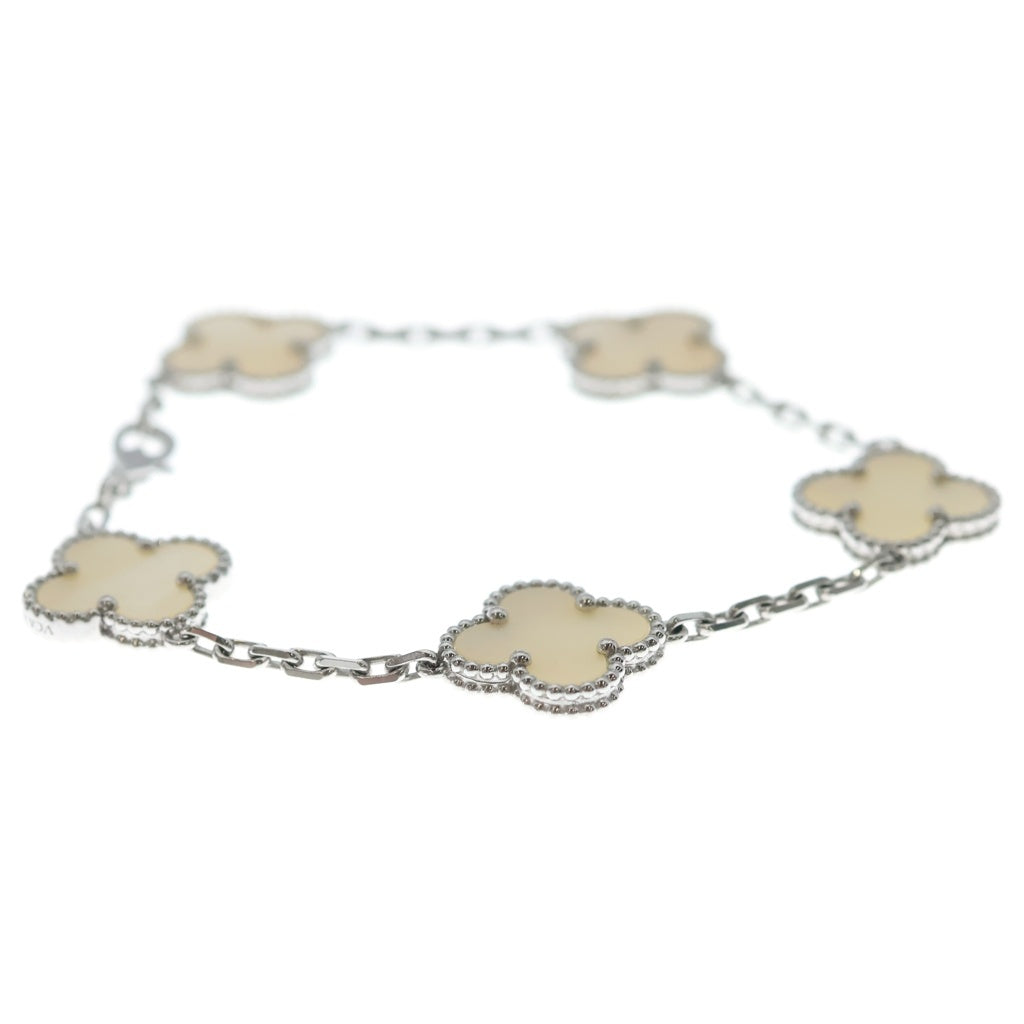 Van Cleef & Arpels(ヴァンクリーフアンドアーペル) ヴィンテージアルハンブラ 5モチーフ マザーオブパール ブレスレット K18WG ホワイトゴールド VCARF48400 レディース