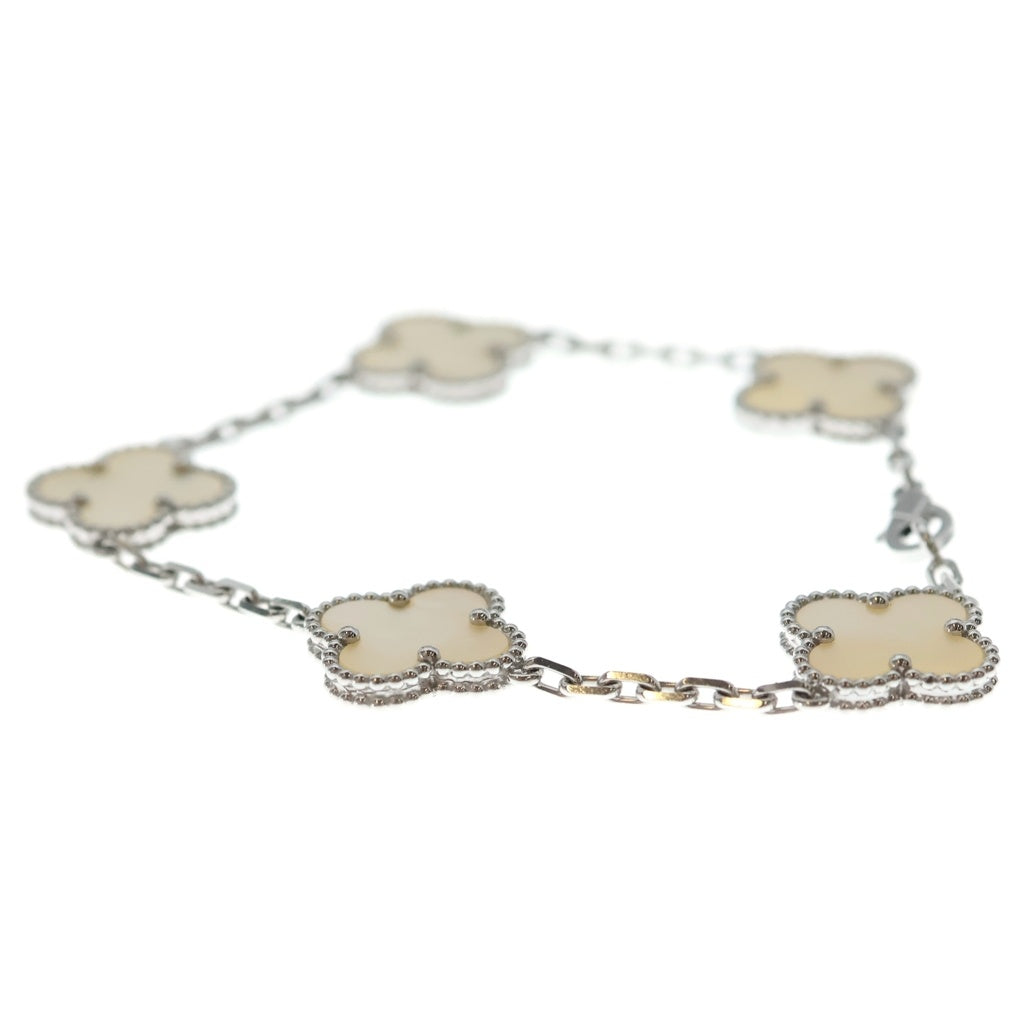 Van Cleef & Arpels(ヴァンクリーフアンドアーペル) ヴィンテージアルハンブラ 5モチーフ マザーオブパール ブレスレット K18WG ホワイトゴールド VCARF48400 レディース