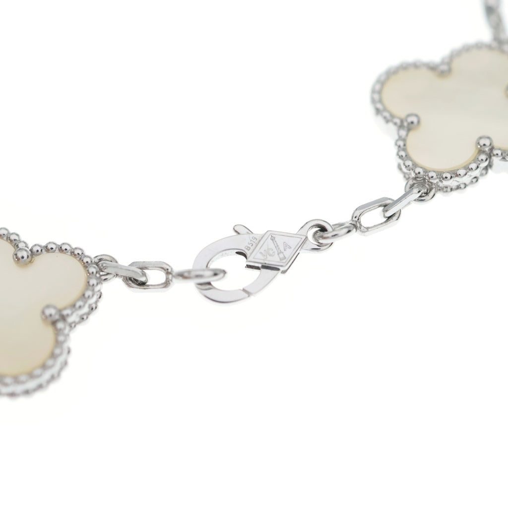 Van Cleef & Arpels(ヴァンクリーフアンドアーペル) ヴィンテージアルハンブラ 5モチーフ マザーオブパール ブレスレット K18WG ホワイトゴールド VCARF48400 レディース