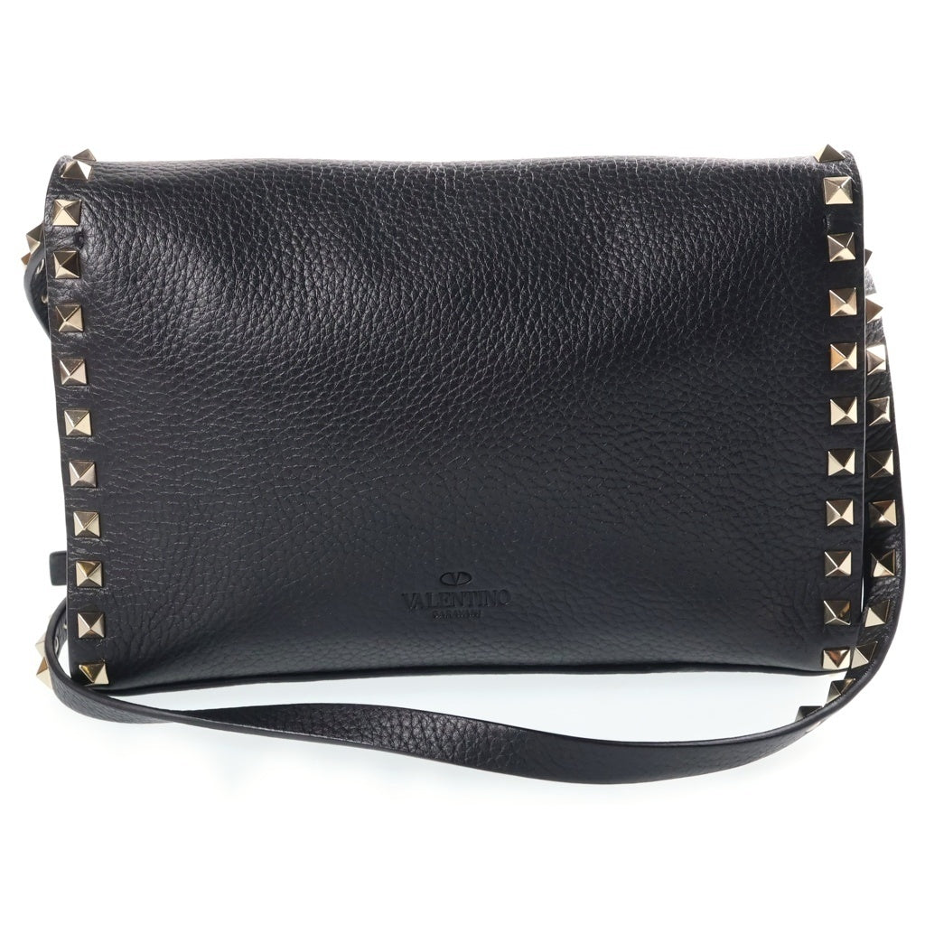 VALENTINO(ヴァレンティノ) ガラヴァーニ ロックスタッズ ショルダーバッグ ブラック レザー ゴールド金具 レディース