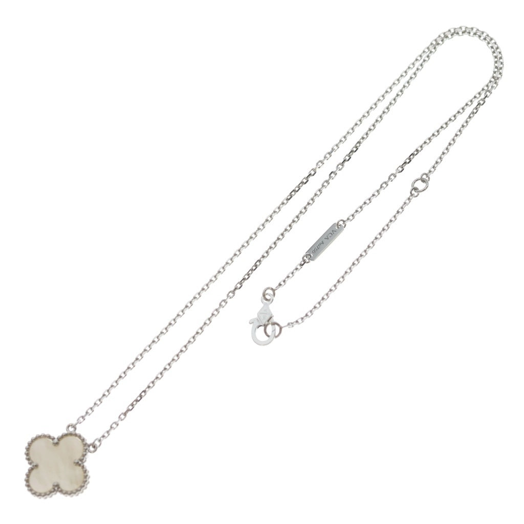 Van Cleef & Arpels(ヴァンクリーフアンドアーペル) ヴィンテージアルハンブラ マザーオブパール ネックレス K18WG ホワイトゴールド VCARF48700 レディース