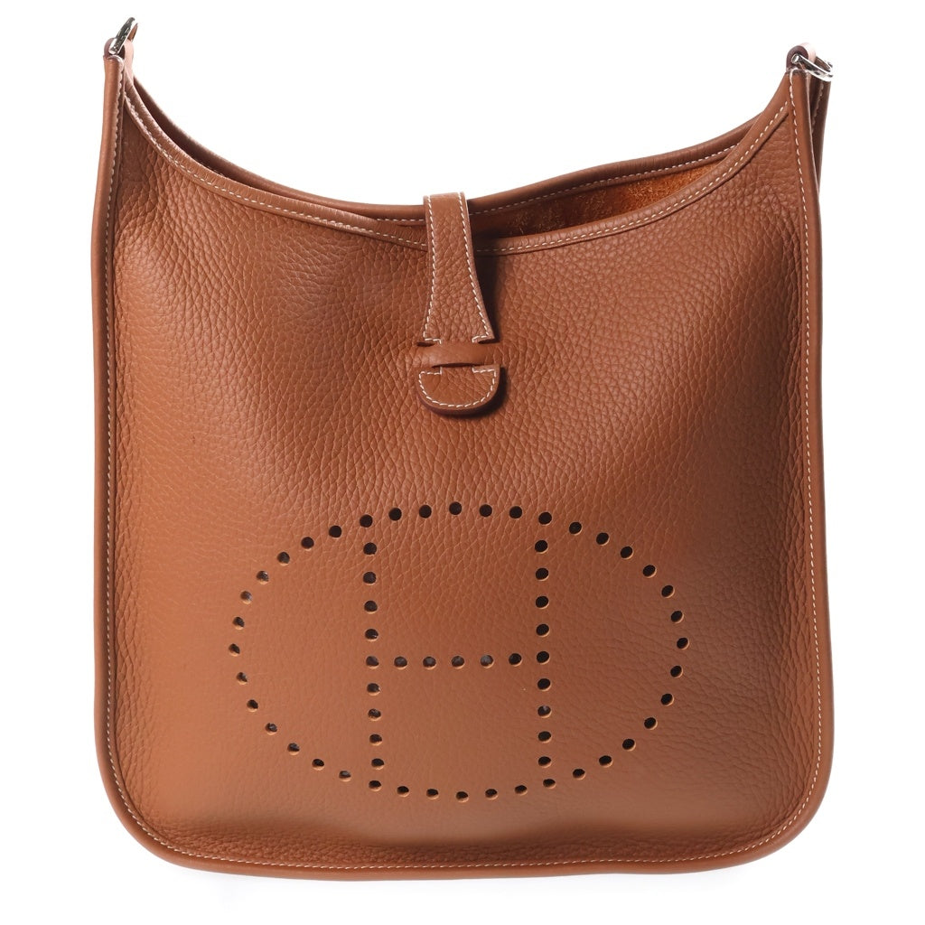 HERMES(エルメス) エブリン29 ゴールド トリヨンクレマンス レザー ショルダーバッグ シルバー金具 ブラウン W刻印 レディース