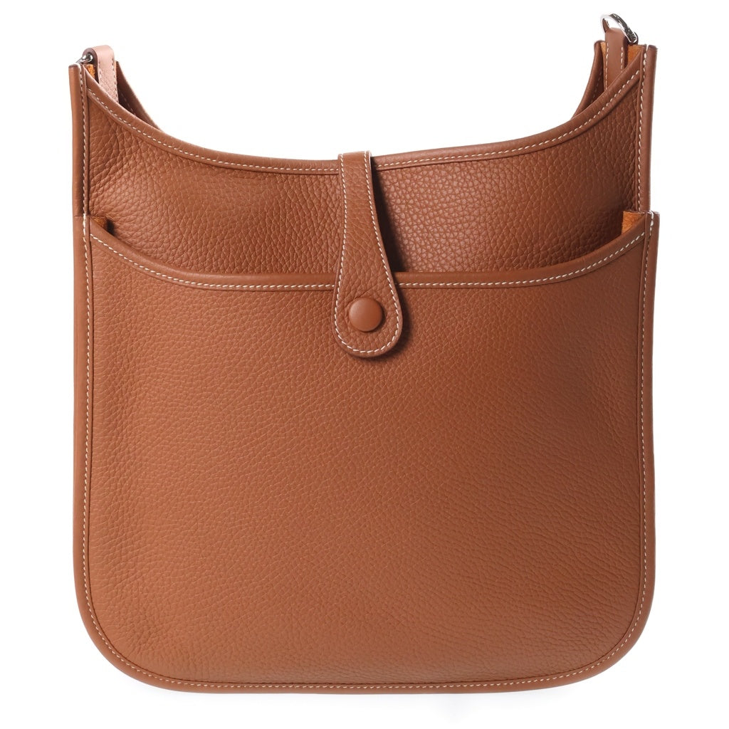 HERMES(エルメス) エブリン29 ゴールド トリヨンクレマンス レザー ショルダーバッグ シルバー金具 ブラウン W刻印 レディース