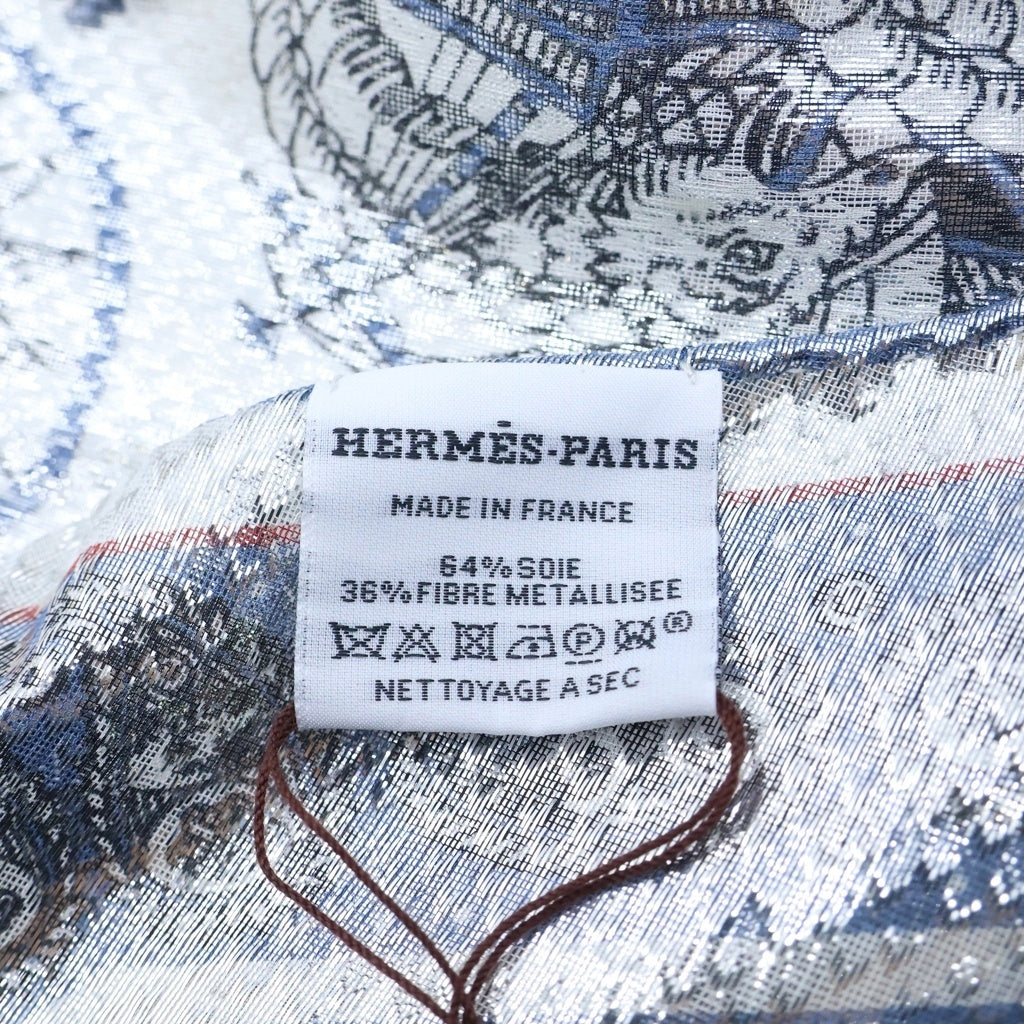 HERMES(エルメス) カレ ロザンジュ 船乗りのタトゥー 総柄プリント バンダナ シルクスカーフ ホワイト レディース