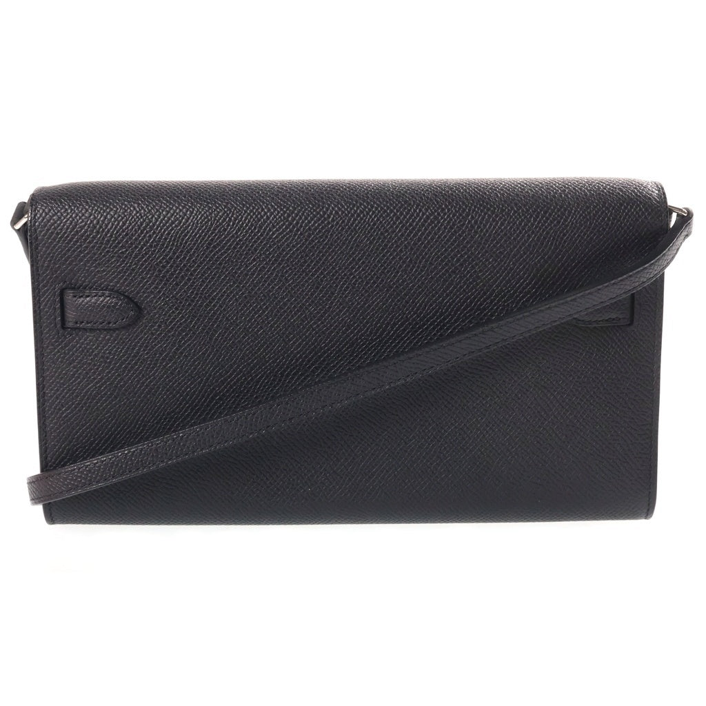 HERMES(エルメス) ケリーロングトゥーゴー エプソン レザー ショルダーバッグ ノワール ブラック シルバー金具 K刻 レディース