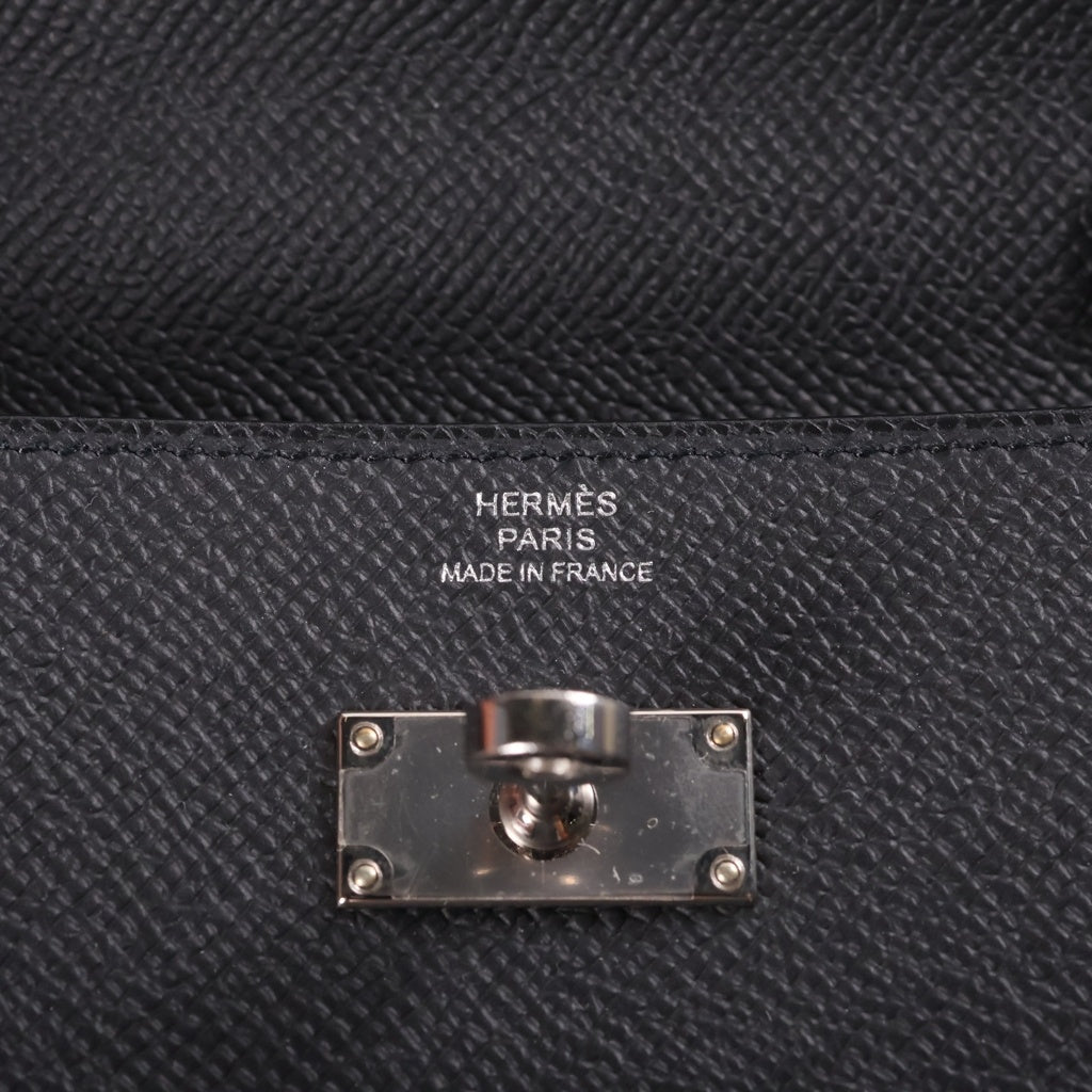 HERMES(エルメス) ケリーロングトゥーゴー エプソン レザー ショルダーバッグ ノワール ブラック シルバー金具 K刻 レディース