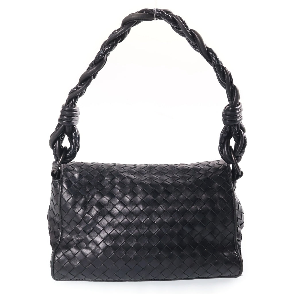 BOTTEGA VENETA(ボッテガヴェネタ) イントレチャート フラップ ホーボーバッグ ショルダーバッグ レザー ブラック レディース