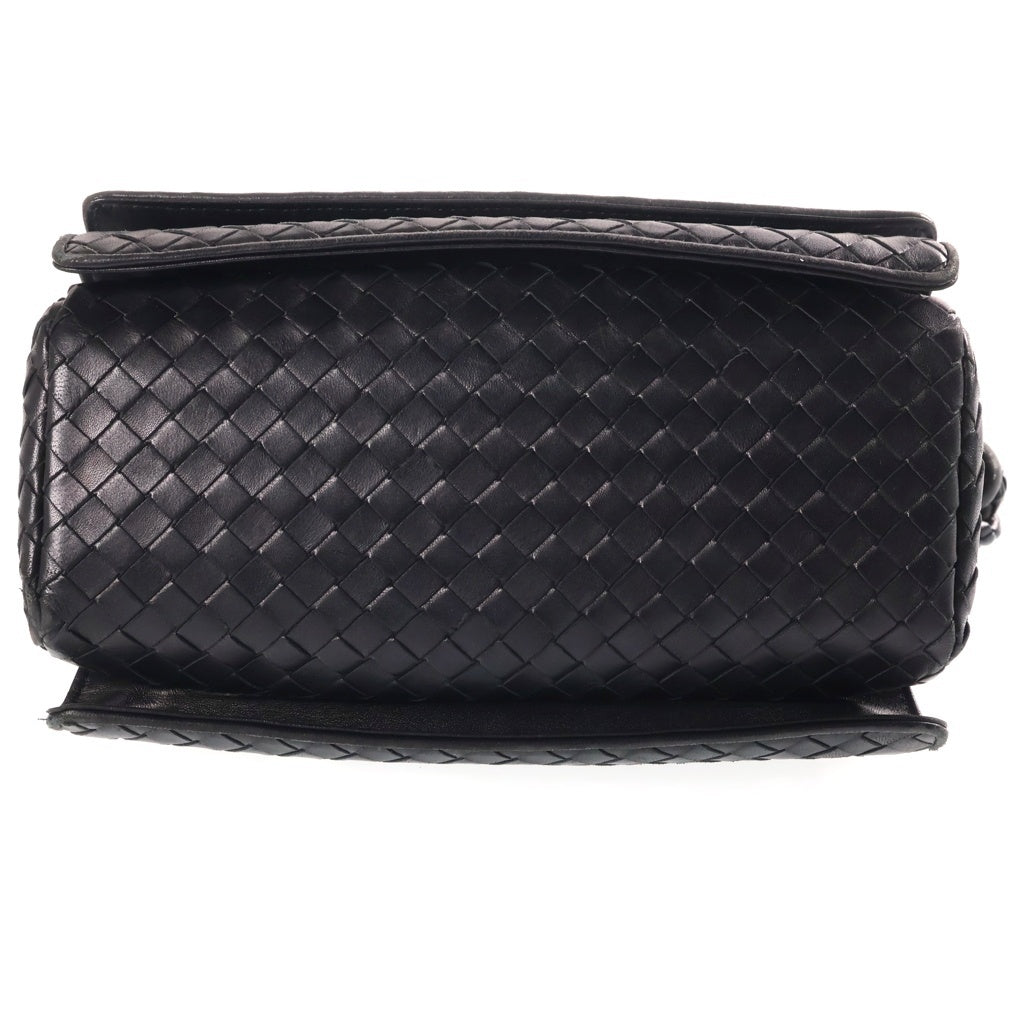 BOTTEGA VENETA(ボッテガヴェネタ) イントレチャート フラップ ホーボーバッグ ショルダーバッグ レザー ブラック レディース