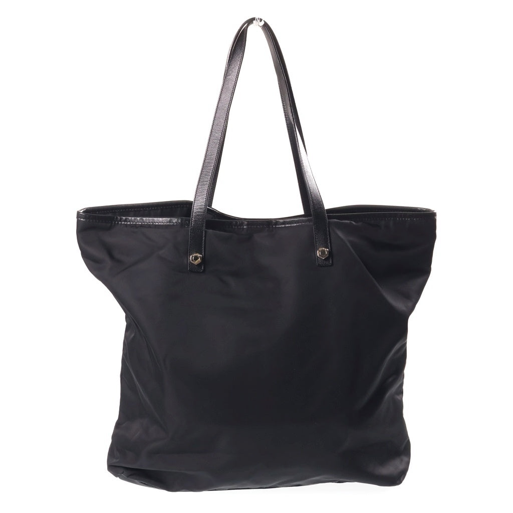 PRADA(プラダ) スカル トートバッグ ハンドバッグ ブラック レザー×ナイロン VA832T シルバー金具 レディース