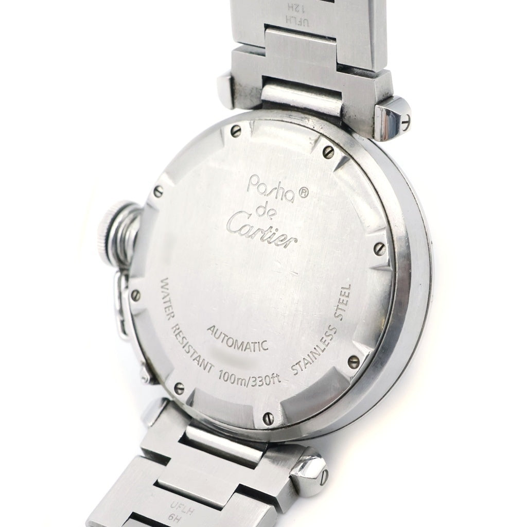 Cartier(カルティエ) パシャC GMT 黒文字盤 腕時計 SS/AT カルティエケア確認済 W31079M7 シルバー×ブラック レディース