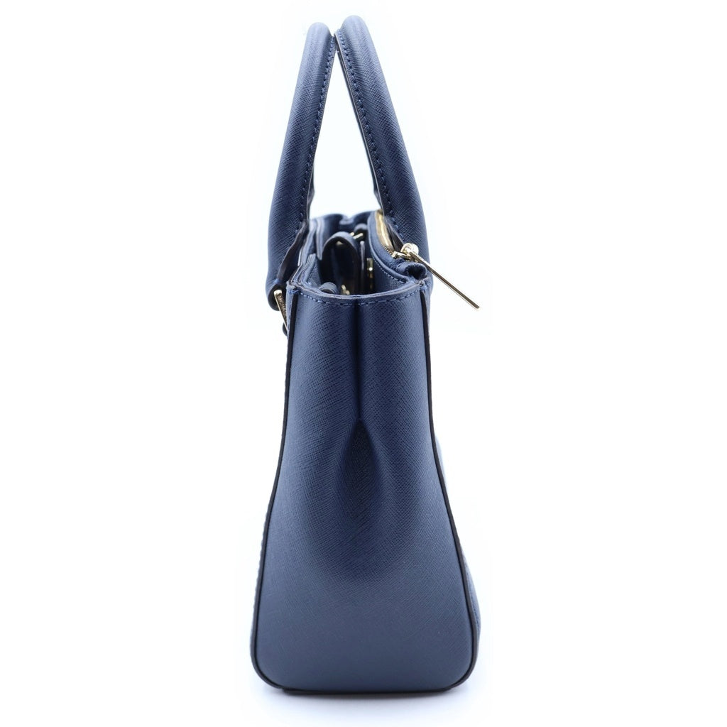 MICHAEL KORS(マイケルコース) ロゴ レザー 2WAY ハンド ショルダーバッグ ゴールド金具 ネイビー レディース