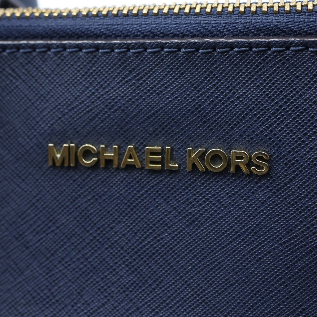MICHAEL KORS(マイケルコース) ロゴ レザー 2WAY ハンド ショルダーバッグ ゴールド金具 ネイビー レディース