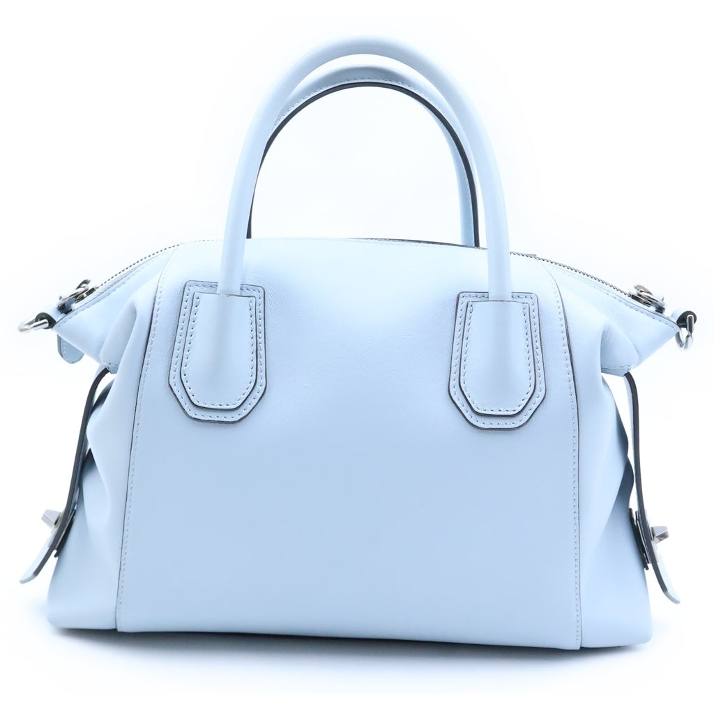 GIVENCHY(ジバンシィ) アンティゴナ スモール レザー 2WAY ハンド ショルダーバッグ シルバー金具 ライトブルー レディース