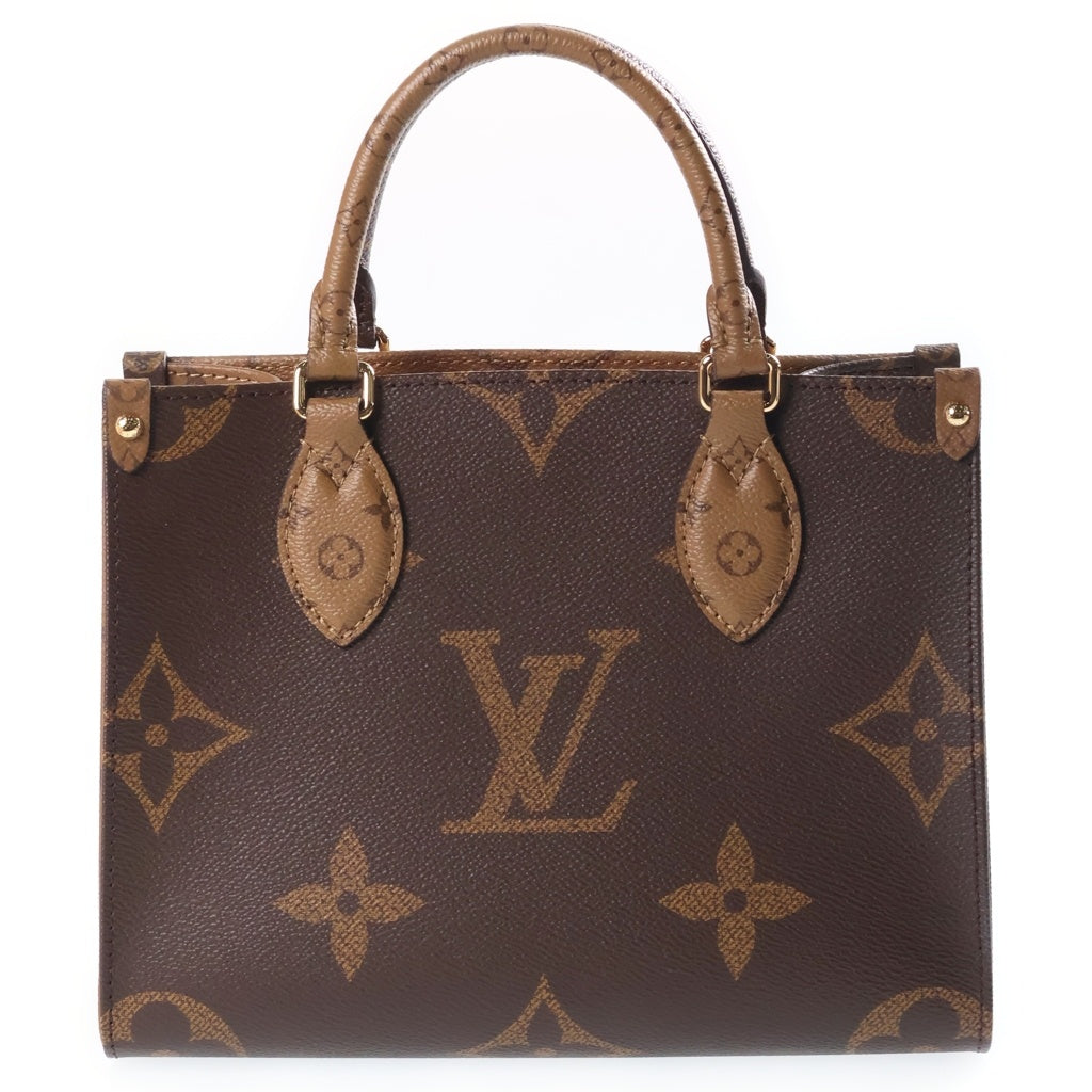 LOUIS VUITTON(ルイヴィトン) モノグラム オンザゴーPM ハンドバッグ ショルダーバッグ 2WAY ブラウン PVC×レザー M46373 ICタイプ レディース