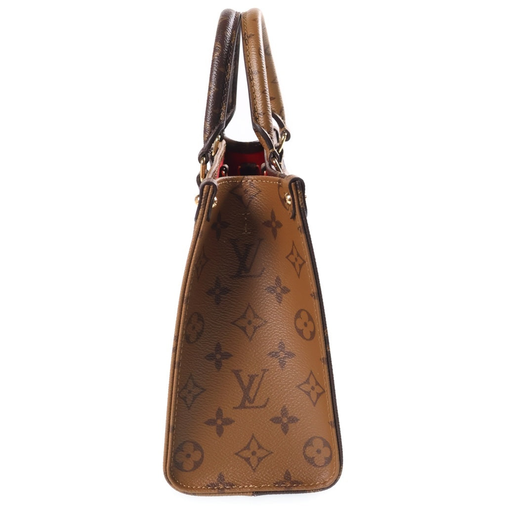 LOUIS VUITTON(ルイヴィトン) モノグラム オンザゴーPM ハンドバッグ ショルダーバッグ 2WAY ブラウン PVC×レザー M46373 ICタイプ レディース