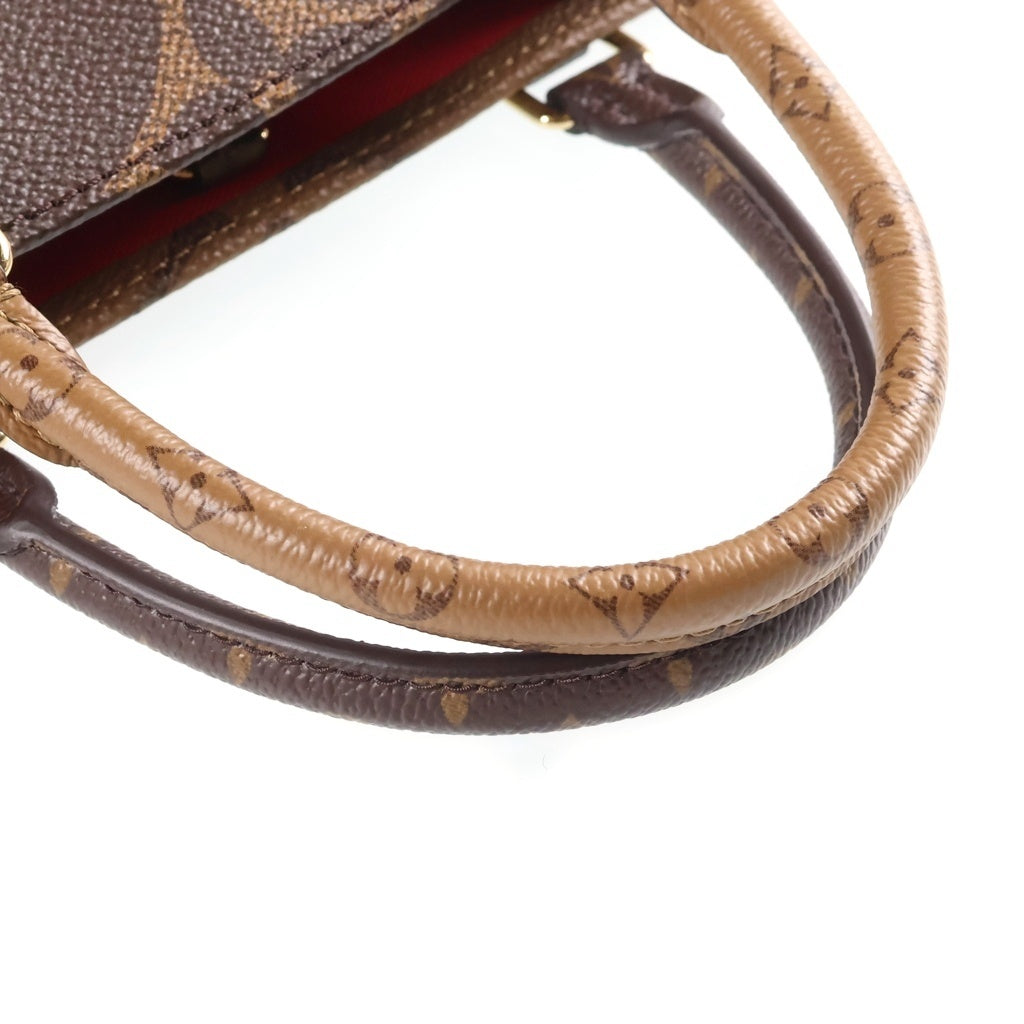 LOUIS VUITTON(ルイヴィトン) モノグラム オンザゴーPM ハンドバッグ ショルダーバッグ 2WAY ブラウン PVC×レザー M46373 ICタイプ レディース