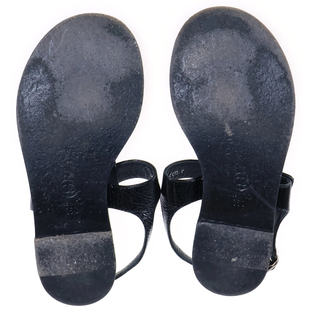 CHANEL(シャネル) Leather Sandals ココマーク レザー トングサンダル シューズ シルバー金具 ブラック G33695 レディース