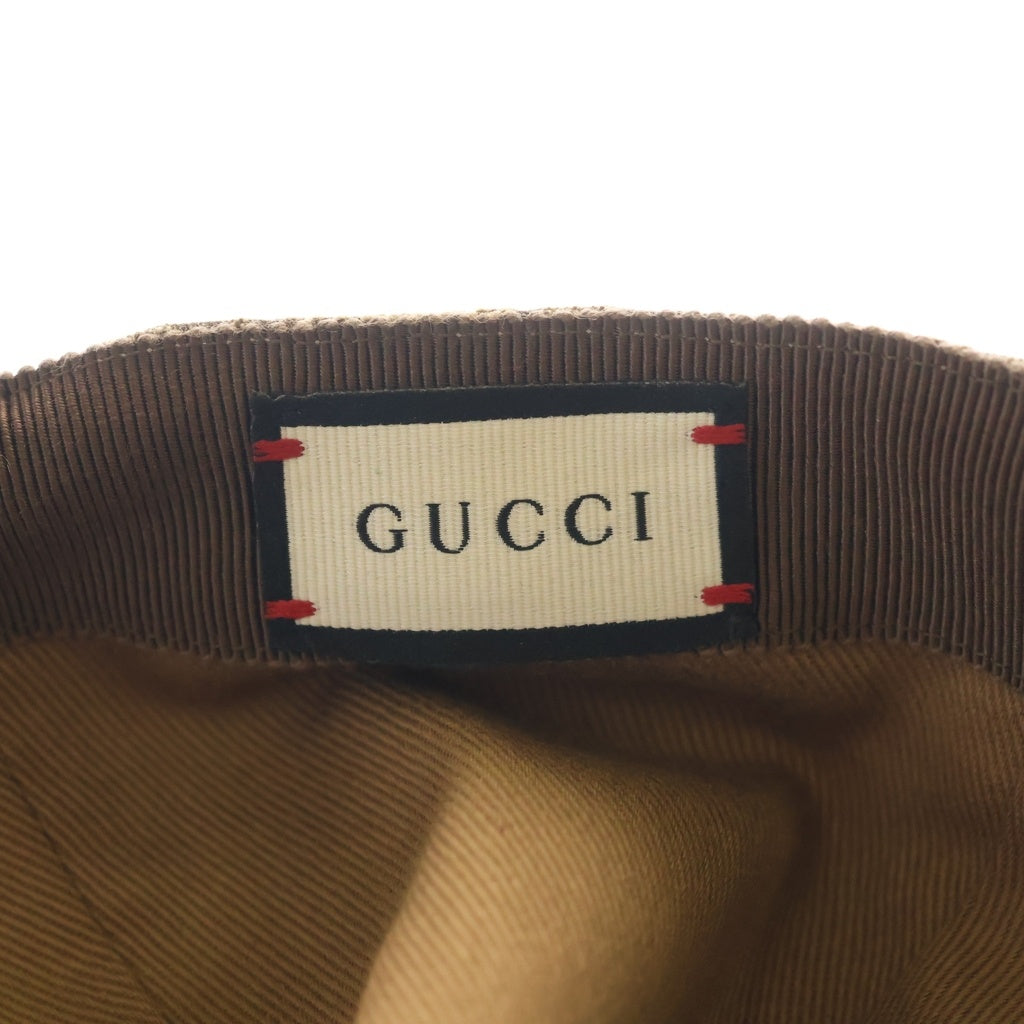 GUCCI(グッチ) GGキャンバス レザー ロゴパッチ ベースボールキャップ 帽子 ベージュ レディース