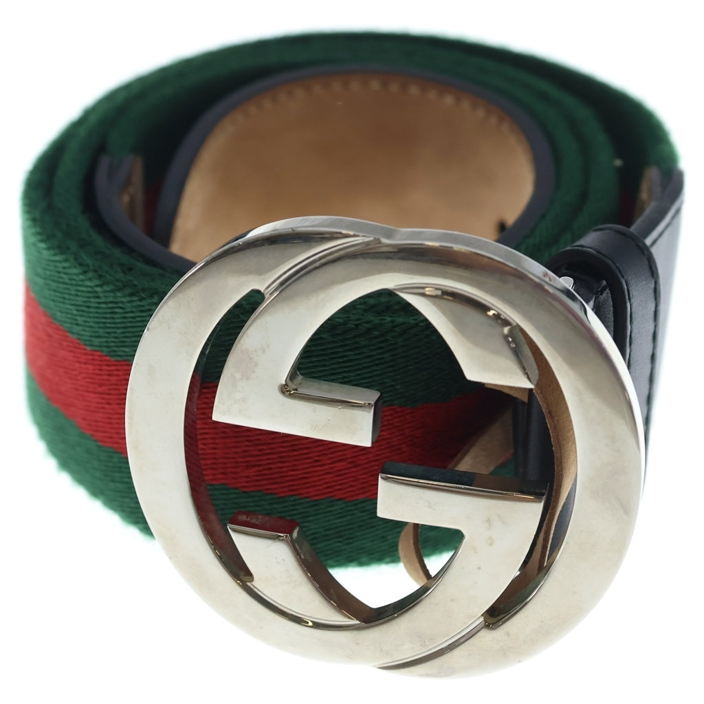 GUCCI(グッチ) ■GGファブリックベルト メンズ グリーン×レッド