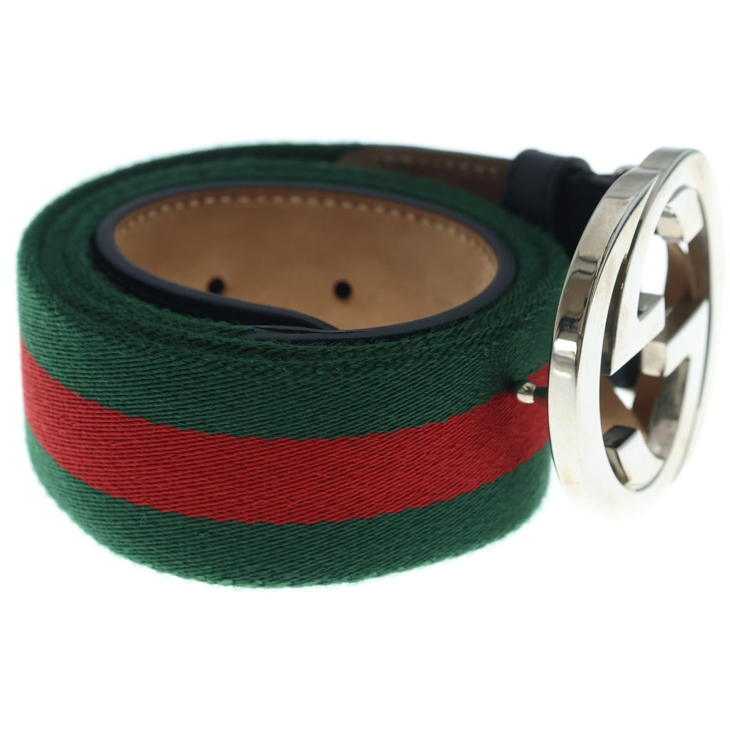 GUCCI(グッチ) ■GGファブリックベルト メンズ グリーン×レッド