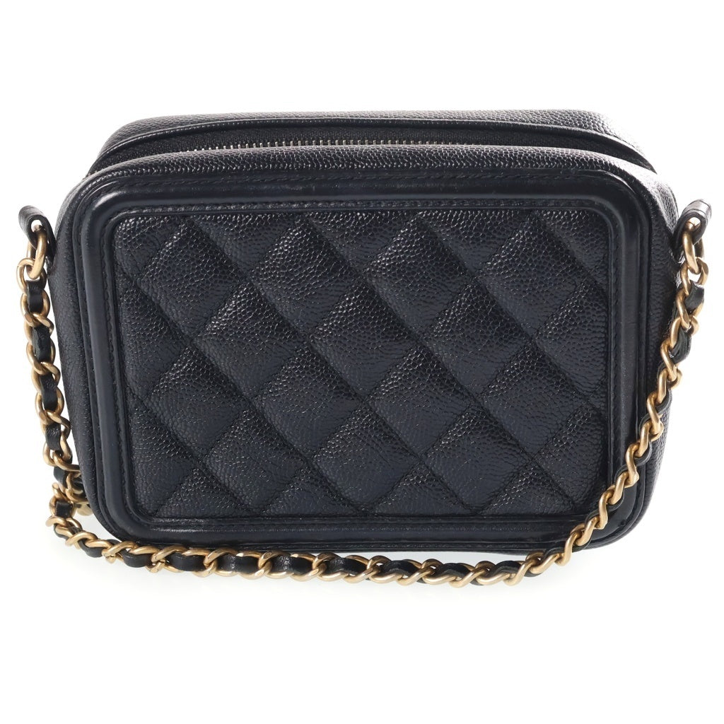 CHANEL(シャネル) CCフィリグリー ミニ チェーンショルダーバッグ 黒 キャビアスキン GD金具 A84452 レディース