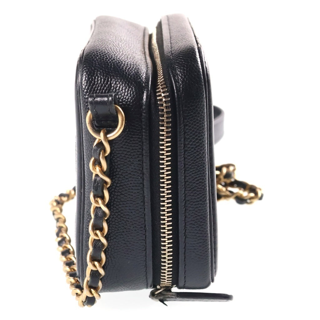 CHANEL(シャネル) CCフィリグリー ミニ チェーンショルダーバッグ 黒 キャビアスキン GD金具 A84452 レディース