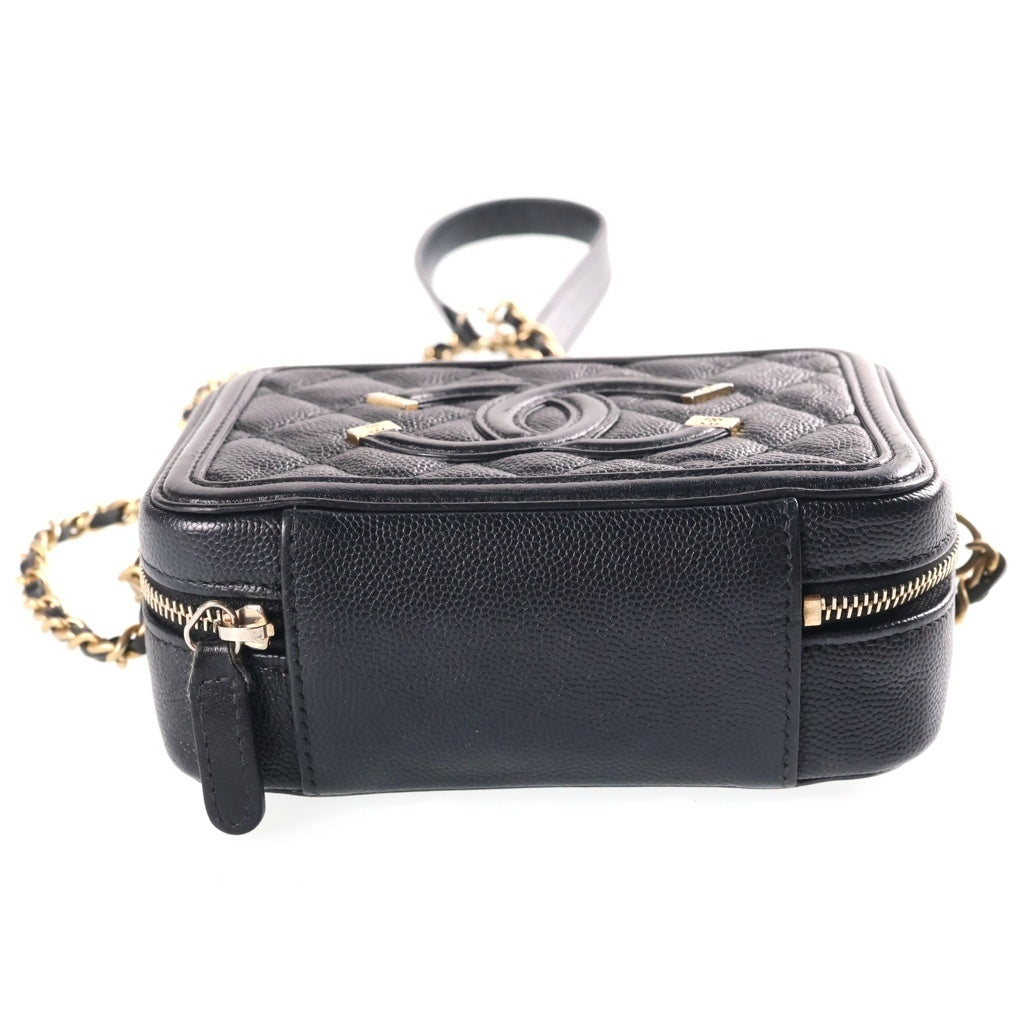 CHANEL(シャネル) CCフィリグリー ミニ チェーンショルダーバッグ 黒 キャビアスキン GD金具 A84452 レディース