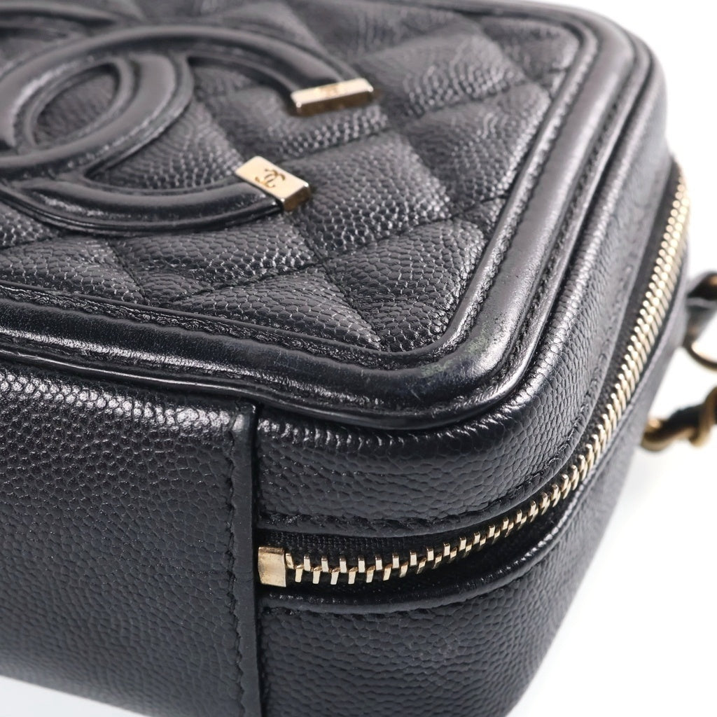 CHANEL(シャネル) CCフィリグリー ミニ チェーンショルダーバッグ 黒 キャビアスキン GD金具 A84452 レディース