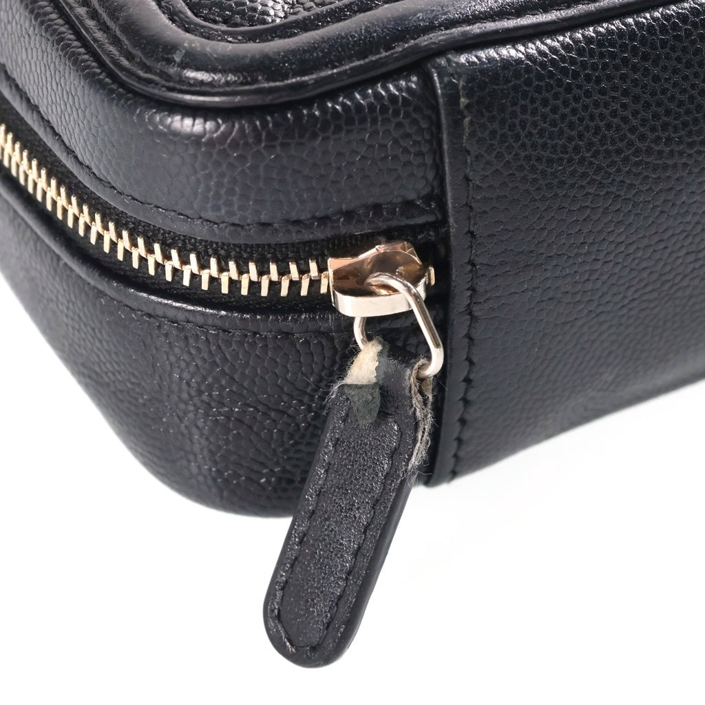 CHANEL(シャネル) CCフィリグリー ミニ チェーンショルダーバッグ 黒 キャビアスキン GD金具 A84452 レディース