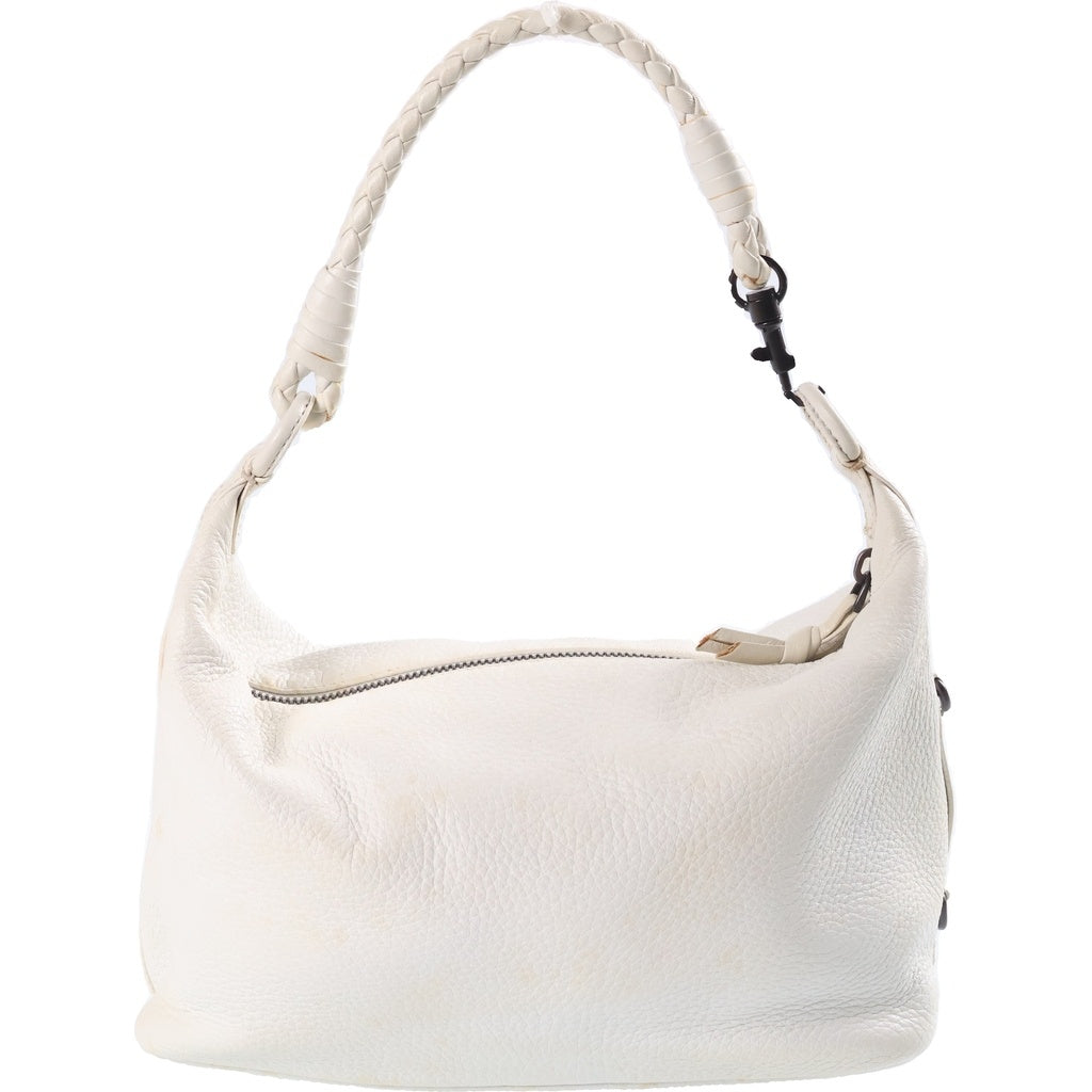 BOTTEGA VENETA(ボッテガヴェネタ) イントレチャート ハンドバッグ ホワイト レザー ブラック金具 レディース