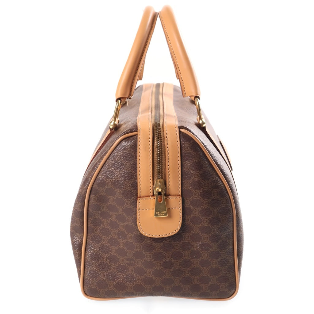 CELINE(セリーヌ) マカダム柄 PVC レザー ハンド ボストンバッグ ブラウン ゴールド金具 レディース