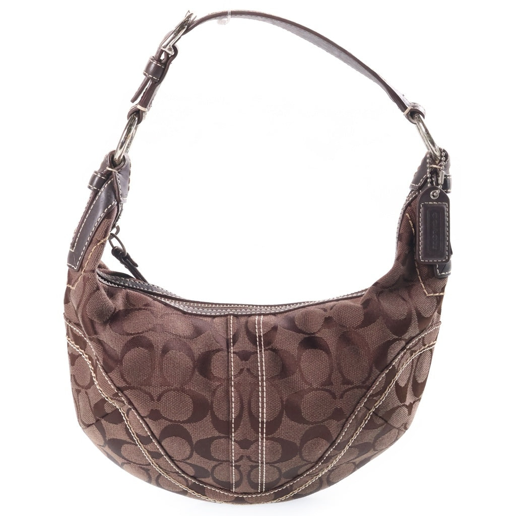 COACH(コーチ) シグネチャー キャンバス レザー ワンショルダーバッグ ブラウン シルバー金具 E06K-10073 レディース