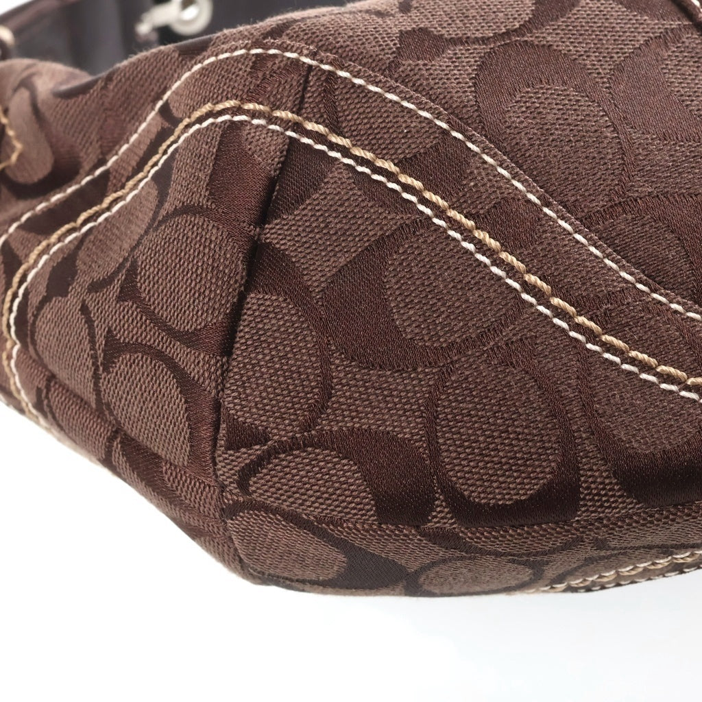 COACH(コーチ) シグネチャー キャンバス レザー ワンショルダーバッグ ブラウン シルバー金具 E06K-10073 レディース