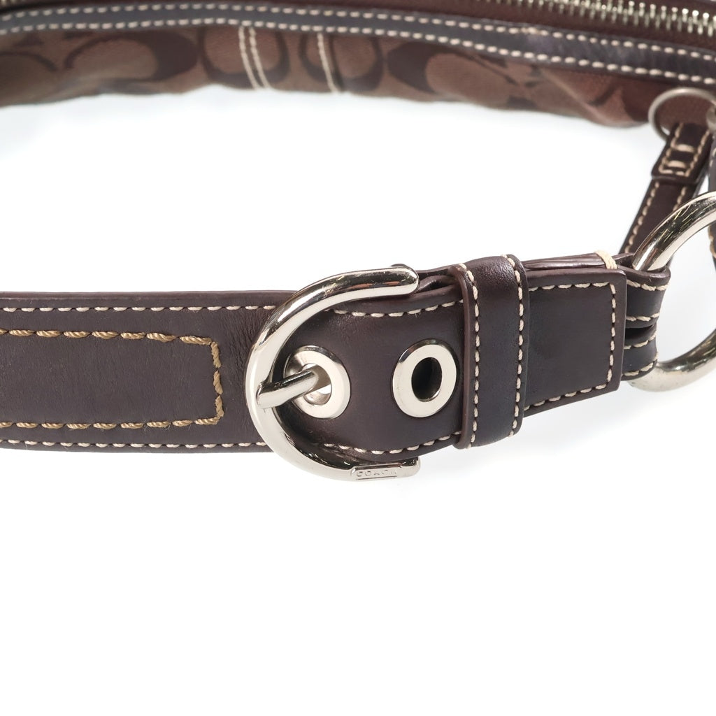 COACH(コーチ) シグネチャー キャンバス レザー ワンショルダーバッグ ブラウン シルバー金具 E06K-10073 レディース
