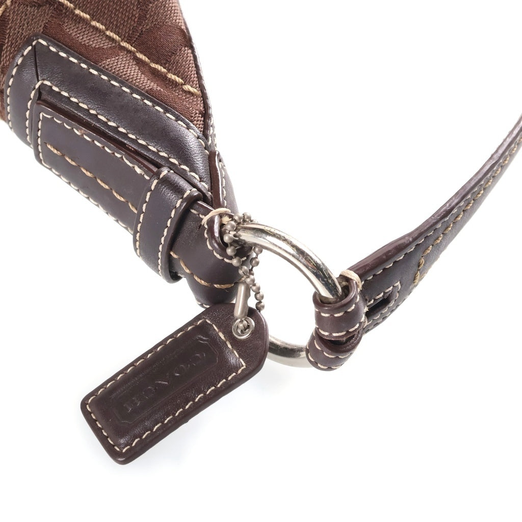 COACH(コーチ) シグネチャー キャンバス レザー ワンショルダーバッグ ブラウン シルバー金具 E06K-10073 レディース