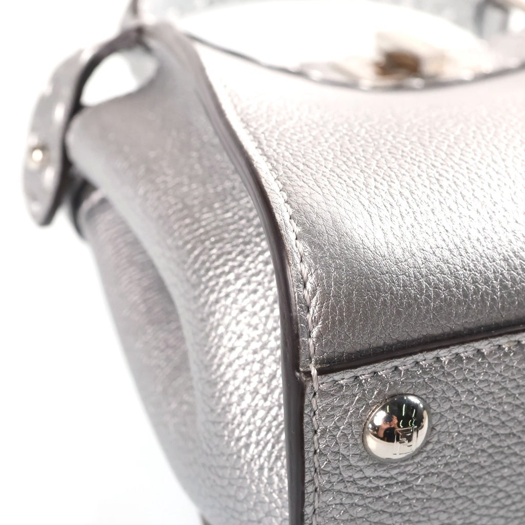 FENDI(フェンディ) ピーカブー ミニ セレリア メタリックレザー 2WAY ハンド ショルダーバッグ シルバー金具 シルバー 8BN244 レディース