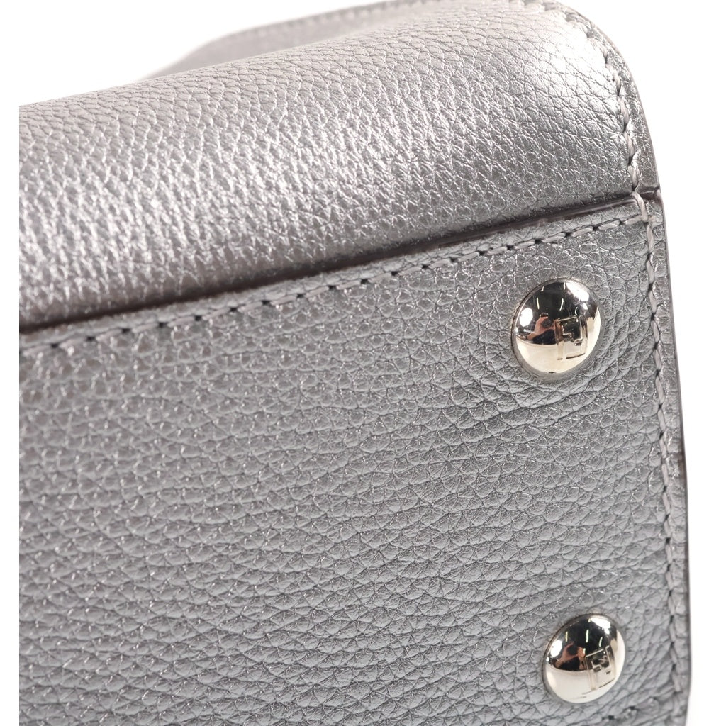 FENDI(フェンディ) ピーカブー ミニ セレリア メタリックレザー 2WAY ハンド ショルダーバッグ シルバー金具 シルバー 8BN244 レディース