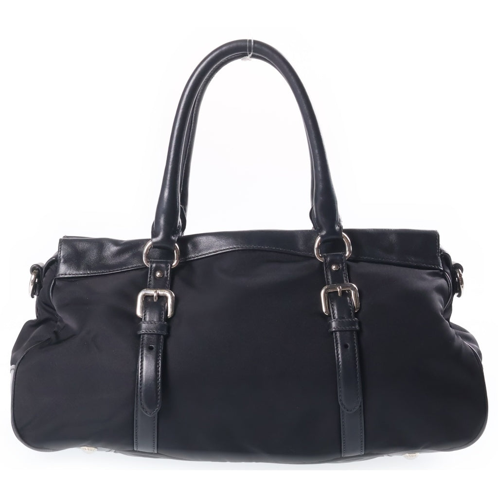 PRADA(プラダ) ナイロン レザー ハンドバッグ ブラック シルバー金具 BN2032 レディース