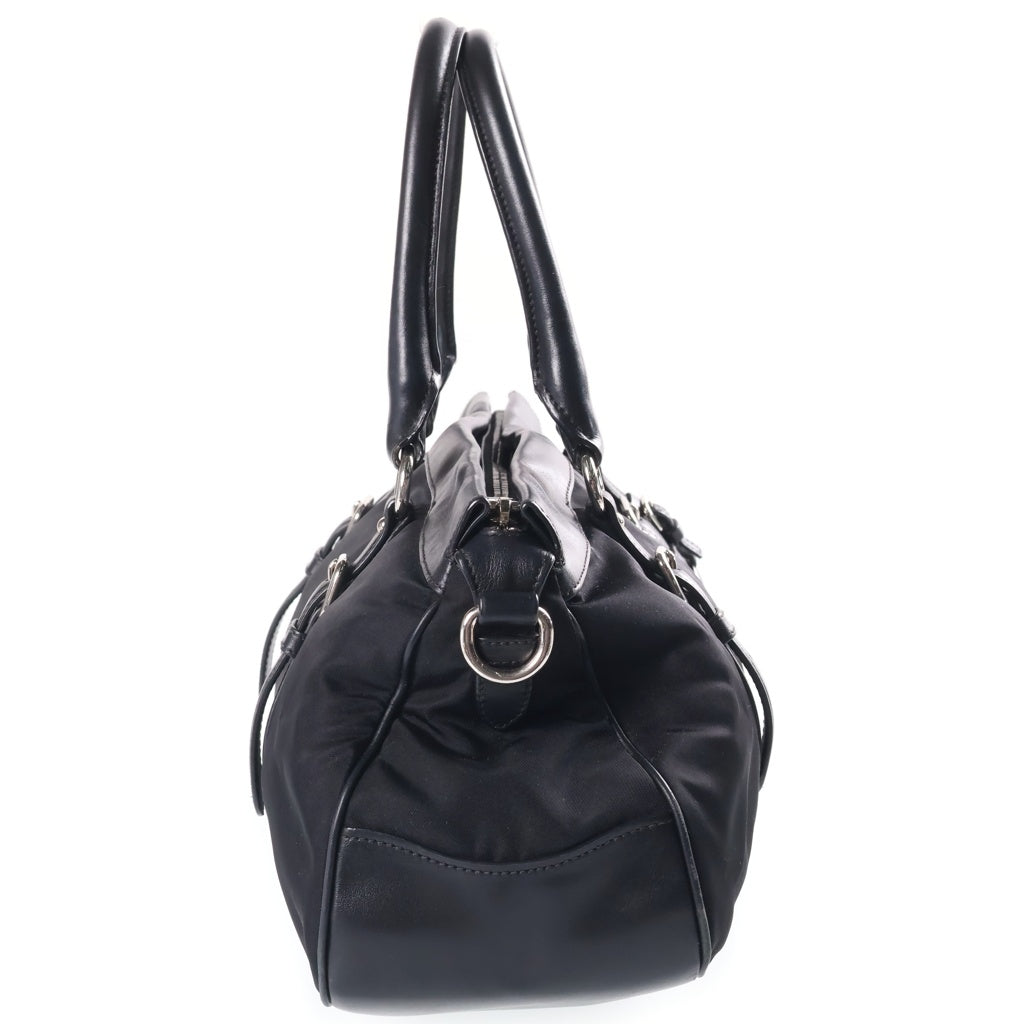 PRADA(プラダ) ナイロン レザー ハンドバッグ ブラック シルバー金具 BN2032 レディース