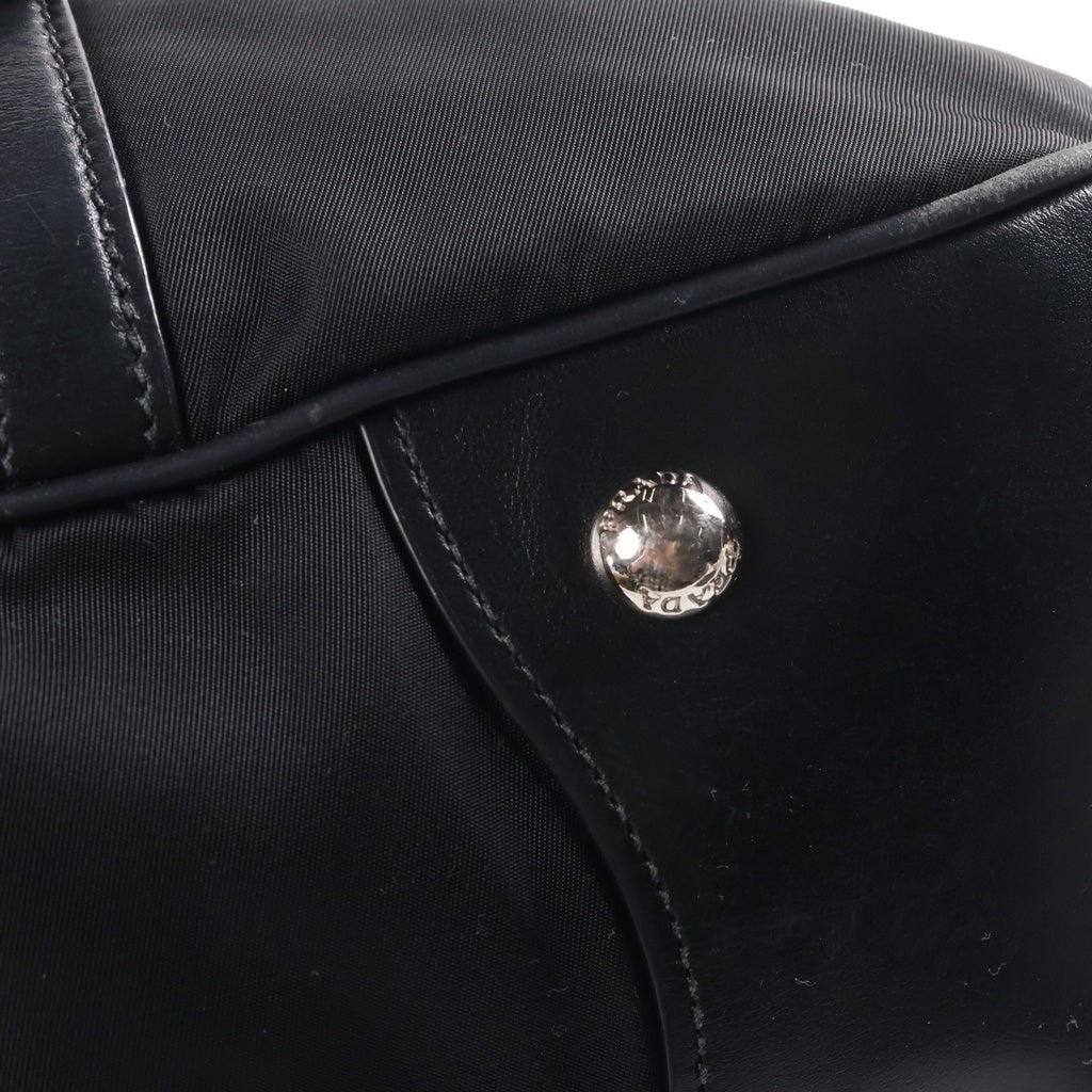 PRADA(プラダ) ナイロン レザー ハンドバッグ ブラック シルバー金具 BN2032 レディース