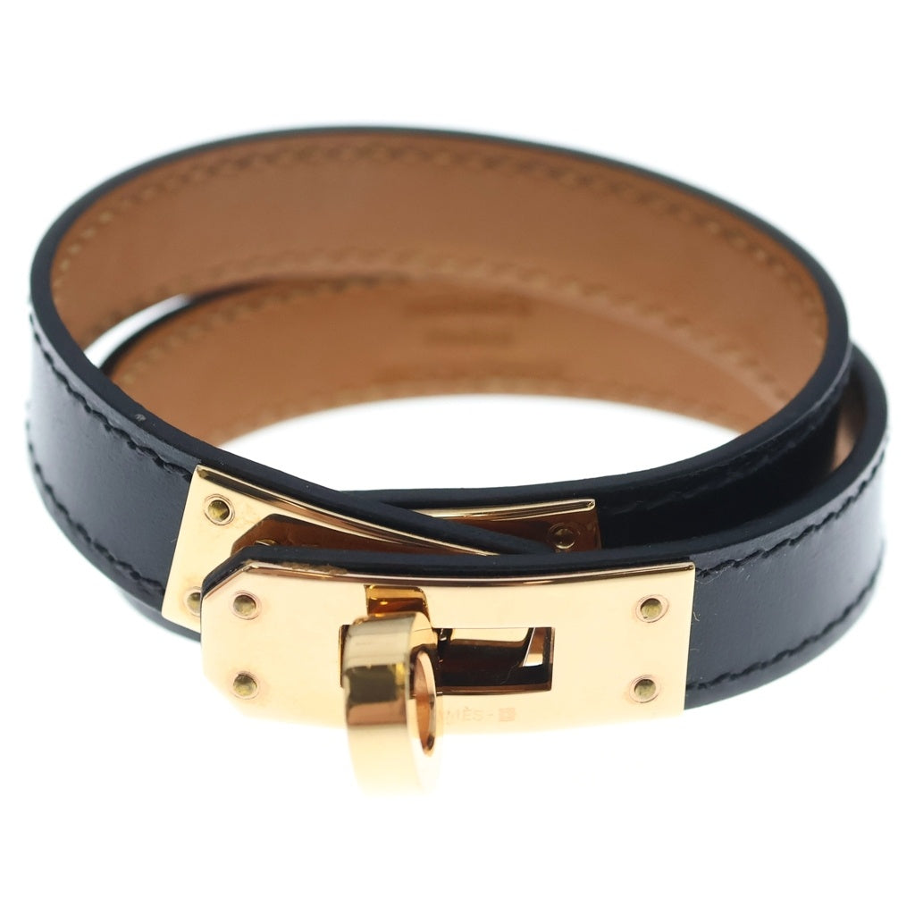 HERMES(エルメス) ケリー ドゥブルトゥール ブレスレット ブラック GD金具 B刻印 レディース