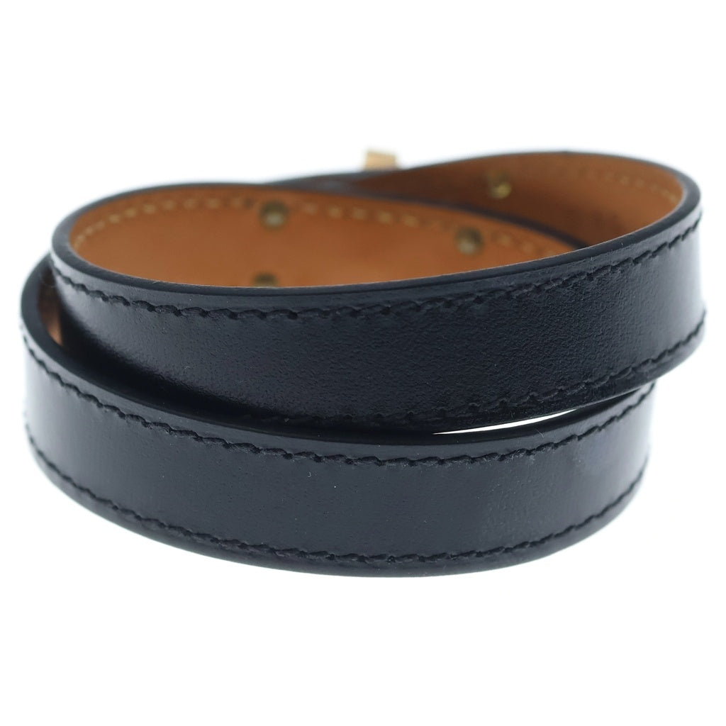 HERMES(エルメス) ケリー ドゥブルトゥール ブレスレット ブラック GD金具 B刻印 レディース