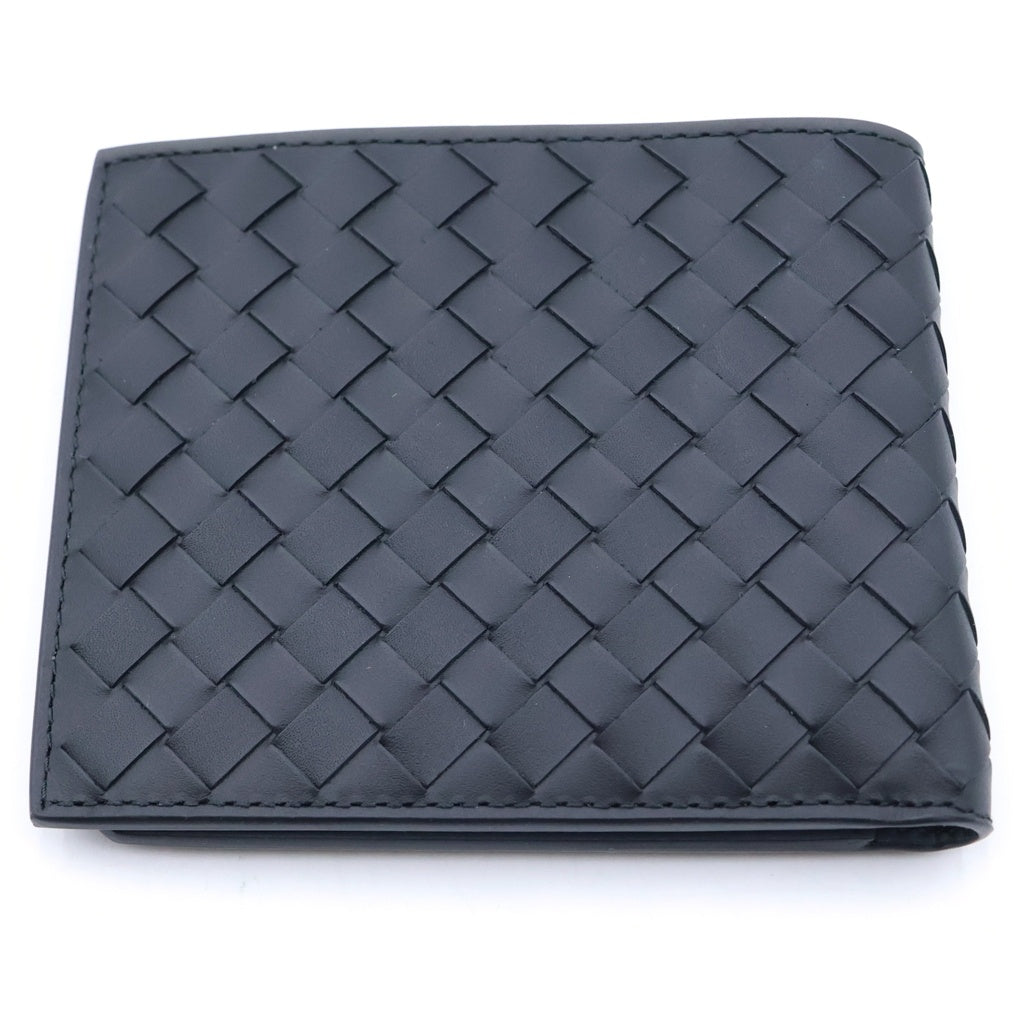 BOTTEGA VENETA(ボッテガヴェネタ) イントレチャート レザー コンパクトウォレット 二つ折り財布 ブラック
