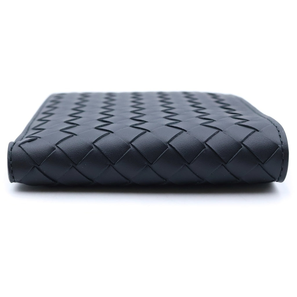 BOTTEGA VENETA(ボッテガヴェネタ) イントレチャート レザー コンパクトウォレット 二つ折り財布 ブラック