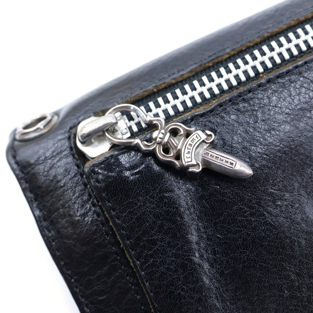 CHROME HEARTS(クロムハーツ) WAVE WALLET ウェーブ ウォレット 長財布 レザー ブラック