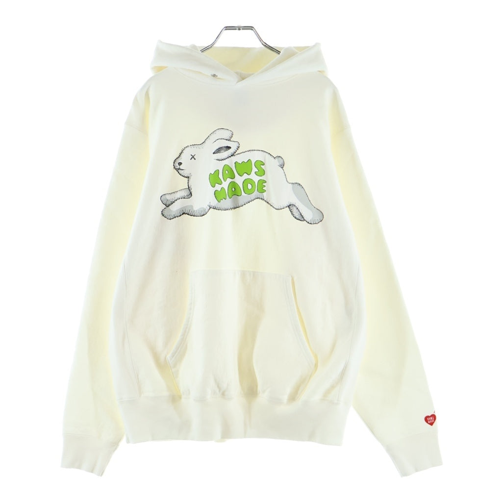 HUMAN MADE(ヒューマンメイド) ■23AW ×KAWS RABBIT HOODIE ラビットロゴプリント フーデットスウェットパーカー ホワイト