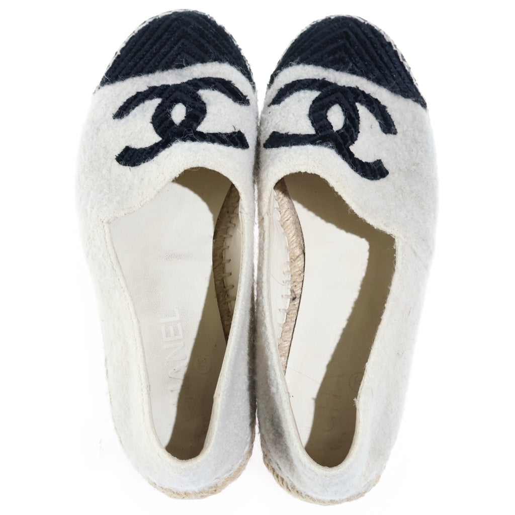 CHANEL(シャネル) ■ココマーク エスパドリーユ スリッポン アイボリー×ブラック レディース 36