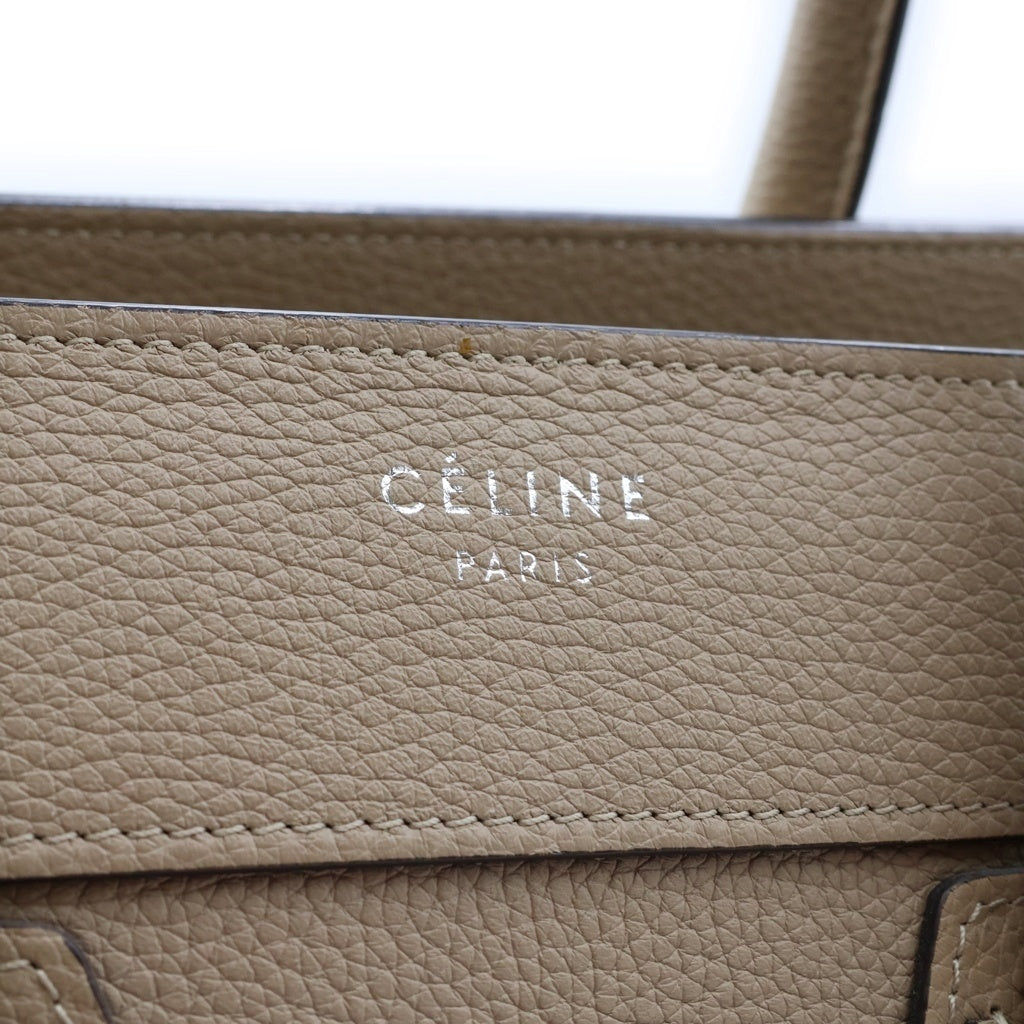 CELINE(セリーヌ) ラゲージ ミニショッパー ハンドバッグ ベージュ ドラムドカーフスキン 189213DRU レディース