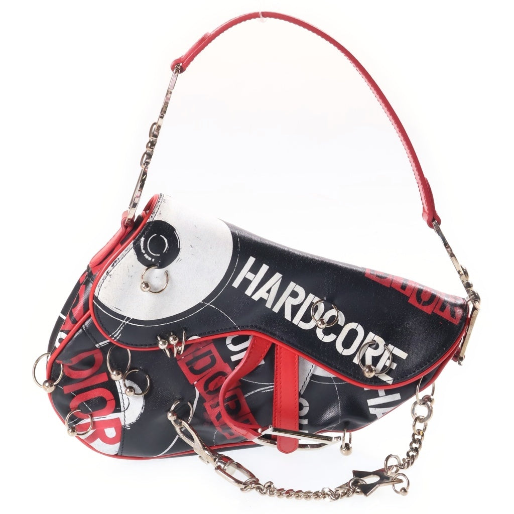 Christian Dior(クリスチャンディオール) 2004 ガリアーノ期 Hardcore Saddle Bag ジョンガリアーノ ハードコア サドルバッグ ハンドバッグ レザー ブラック/レッド レディース