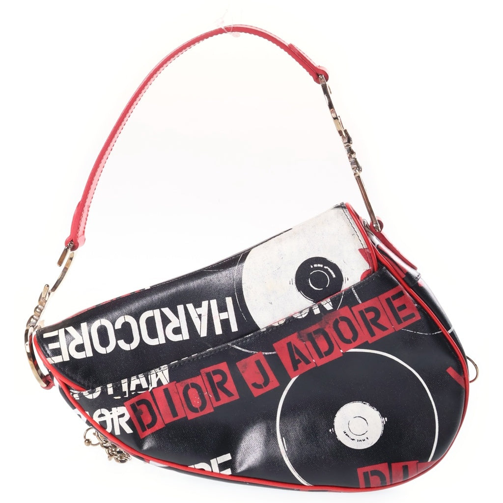 Christian Dior(クリスチャンディオール) 2004 ガリアーノ期 Hardcore Saddle Bag ジョンガリアーノ ハードコア サドルバッグ ハンドバッグ レザー ブラック/レッド レディース